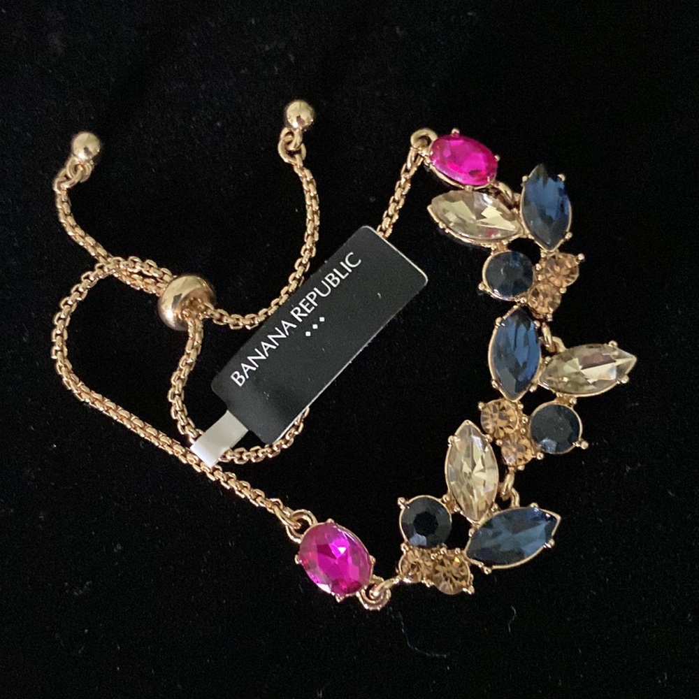 NWT Banana Republic Multi Color Gemstone Bolo Slide Bracelet - Picture 2 of 4